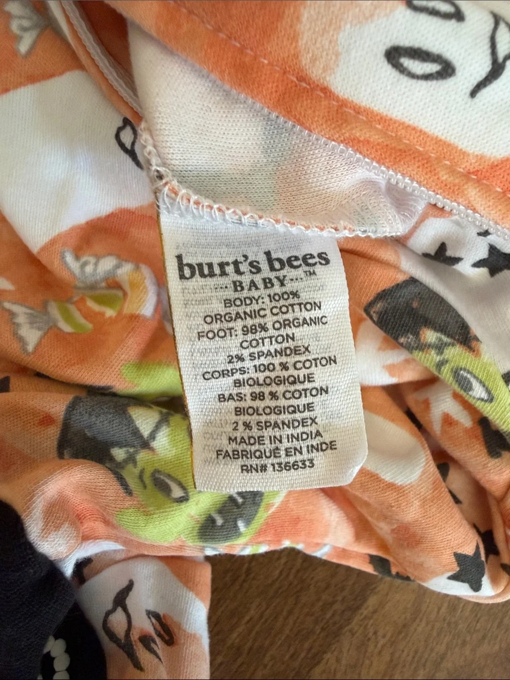 Burt’s Bees - Halloween Ghost & Candy Orange Baby One-Piece Footie Sleeper
